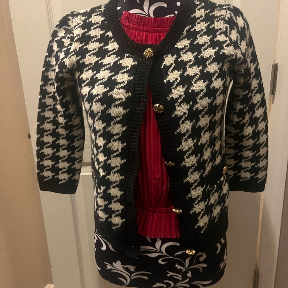 Black and White Houndstooth Cardigan